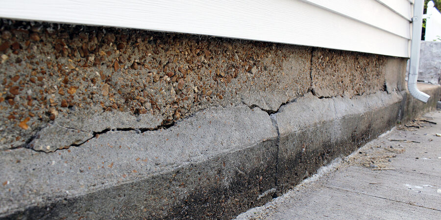 foundation damage on a residential home garage